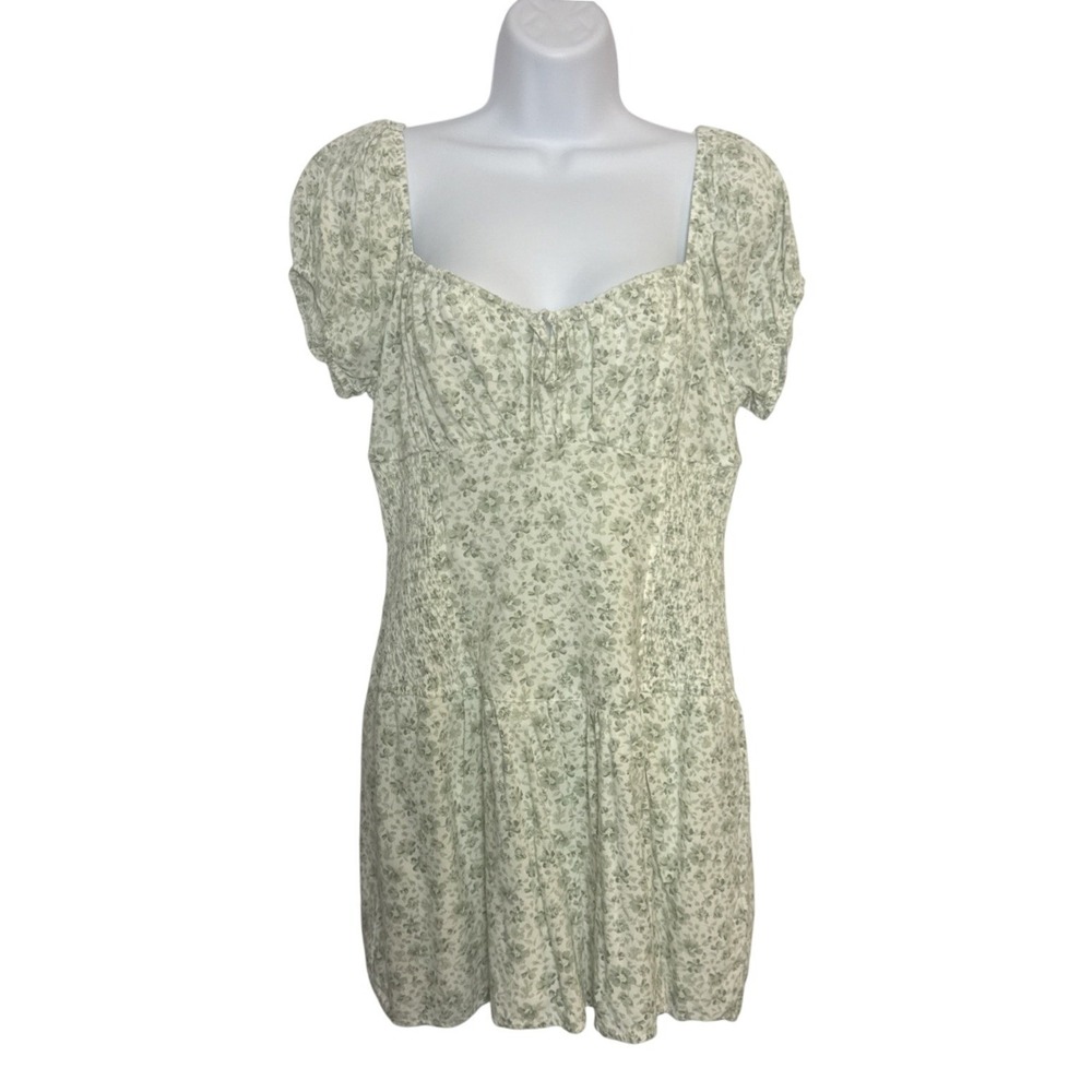 Hollister Womens Large Sofia Drop Waist Skort Dress White Floral Flutter Sleeve